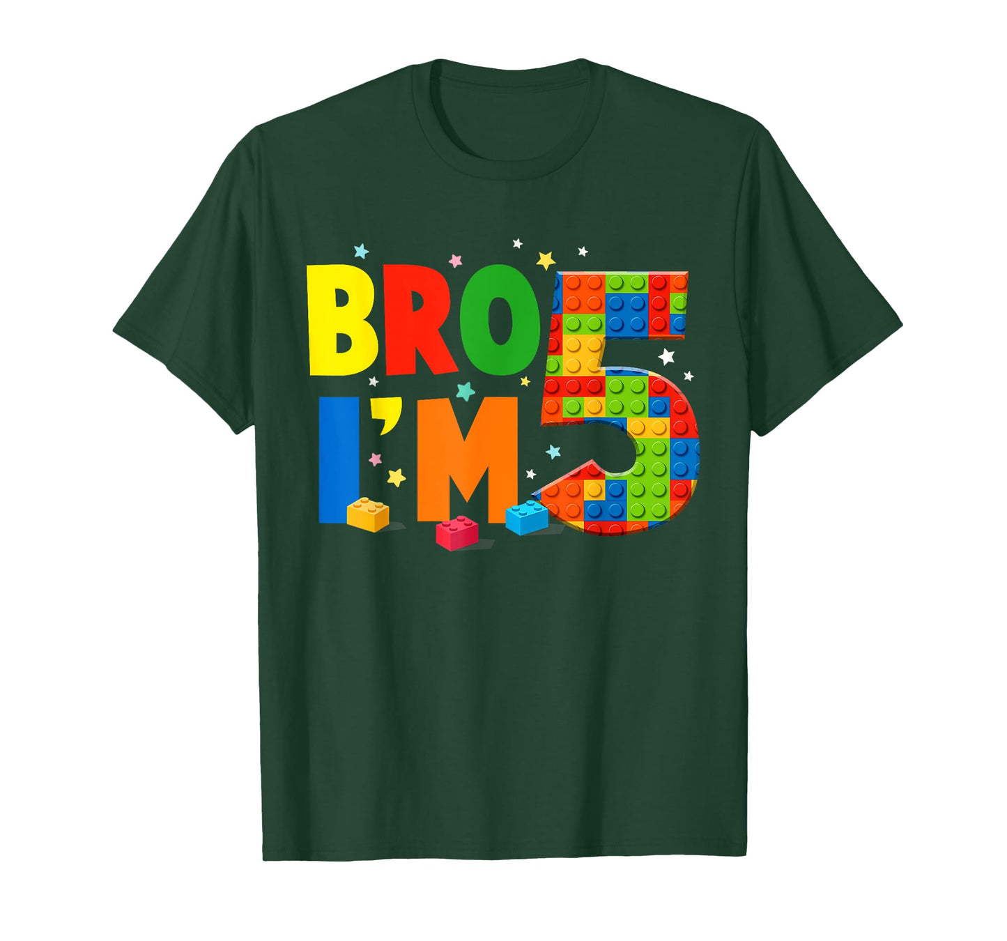 Birthday Boy Shirt Bro I’m 5 Year Old Building Blocks Brick T-Shirt
