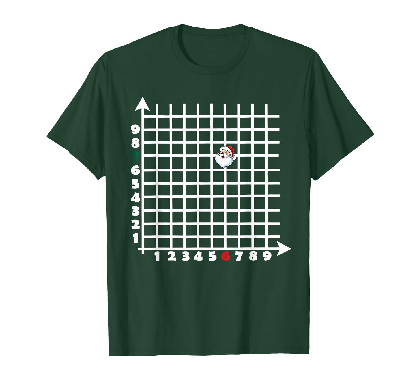 Coordinate (6,7) Funny Math Teacher 67 Math Christmas Santa T-Shirt