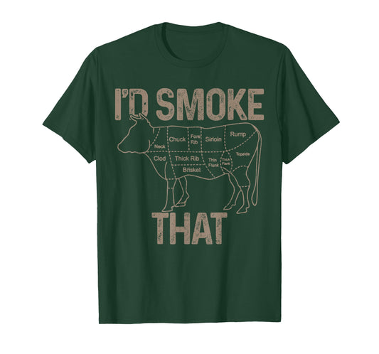 Chef Butcher Cook BBQ I'd Smoke That Cow Beef Funny Gift T-Shirt
