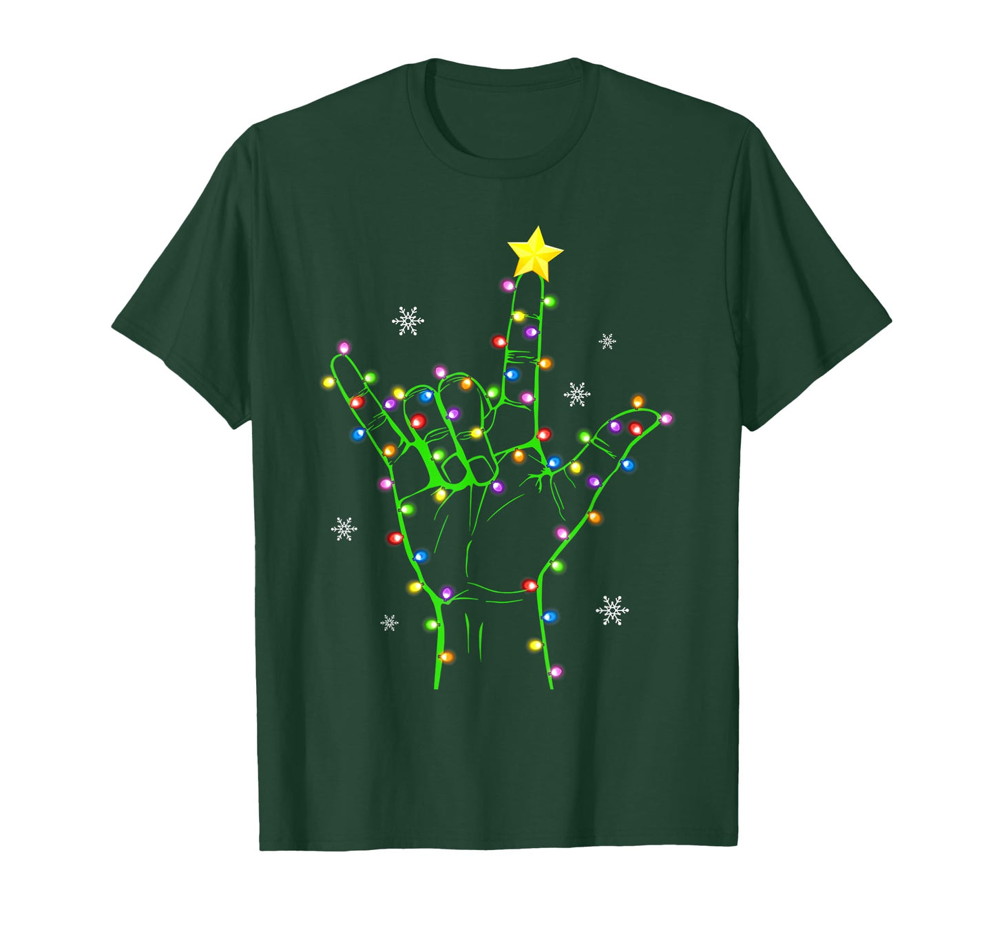 ASL Christmas Christmas Tree Lights American Sign Language T-Shirt