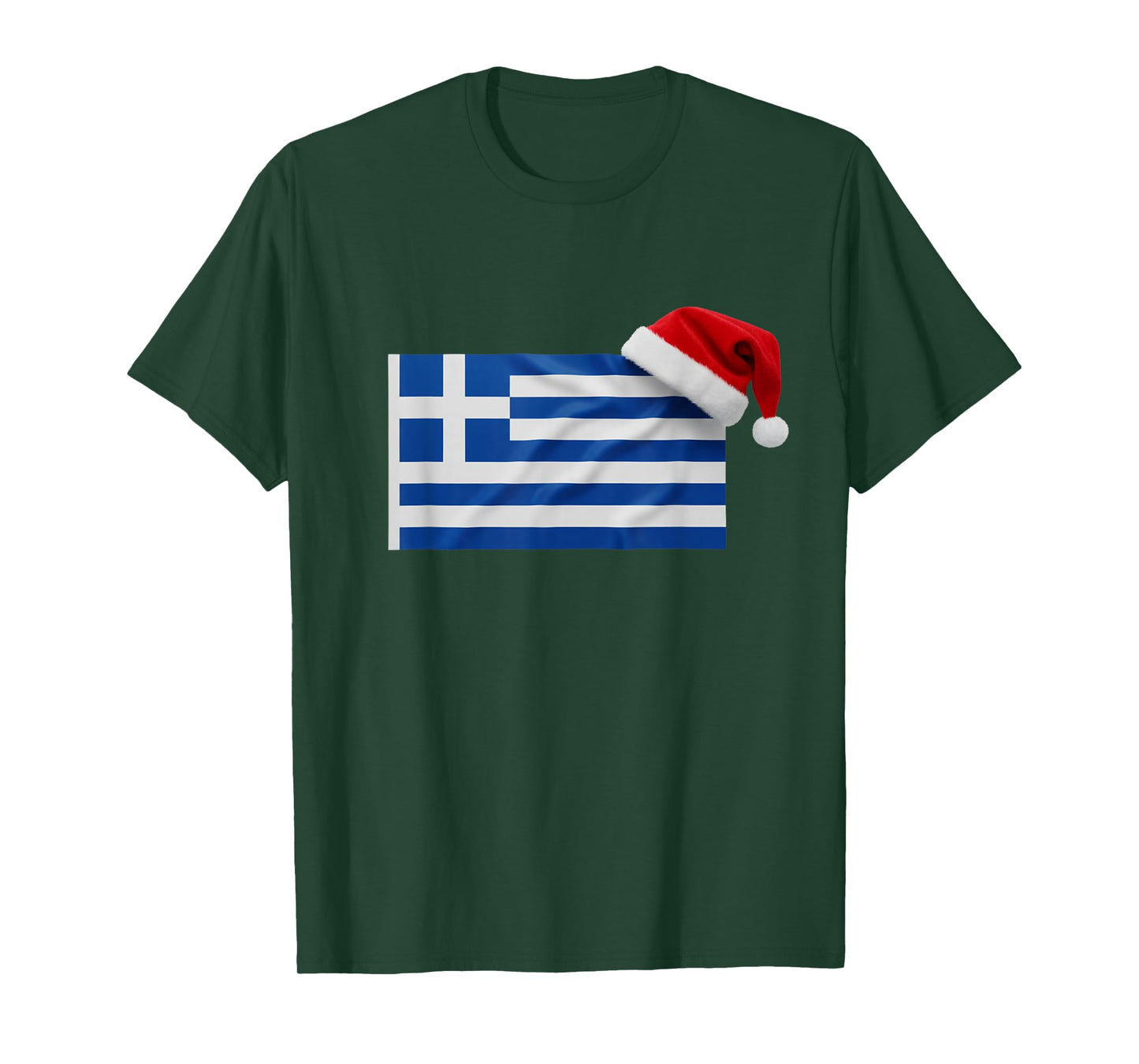 Greek Flag Santa Hat Funny Greece Christmas Holiday T-Shirt