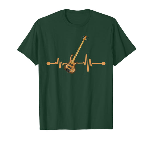 Bass Guitar Player Heartbeat Musical Instrument Bass Guitar T-Shirt Small