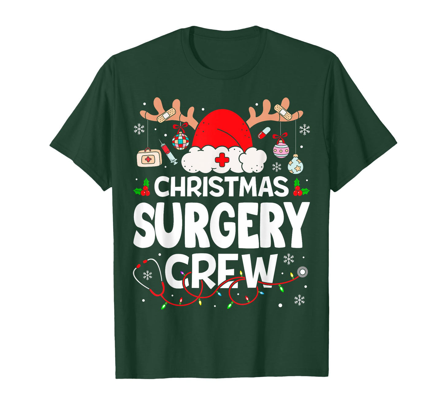 Christmas Surgery Crew Reindeer Santa Surgical Nurse T-Shirt