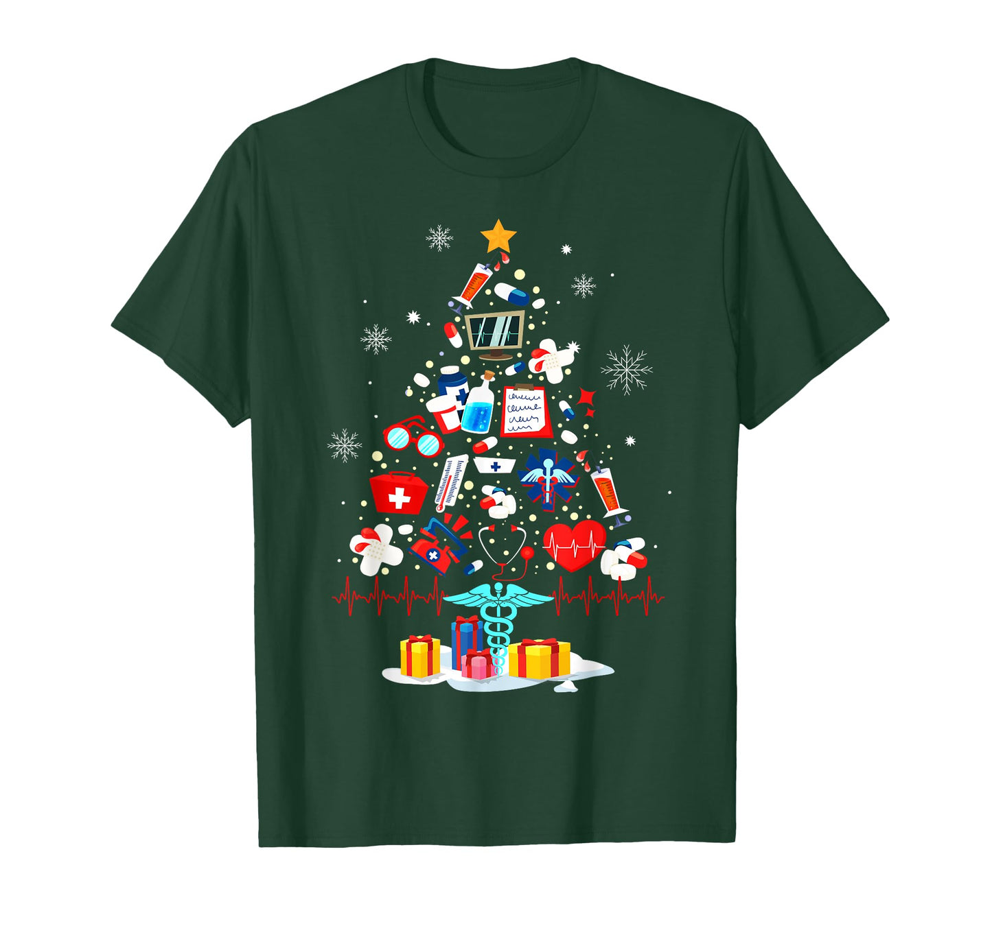 Christmas Tree Medical Tools Funny Nurse At Xmas Looks How T-Shirt