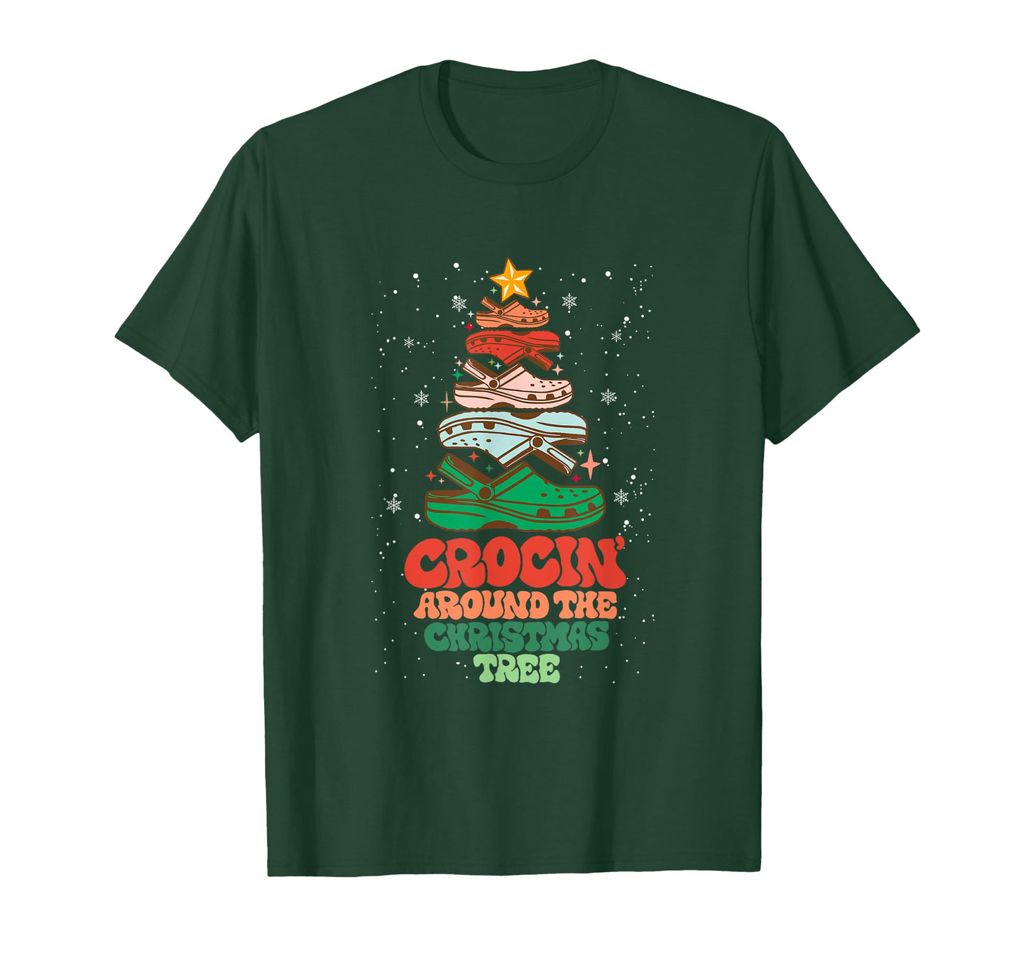 Funny Christmas Crocing Around The Christmas Tree Vintage T-Shirt