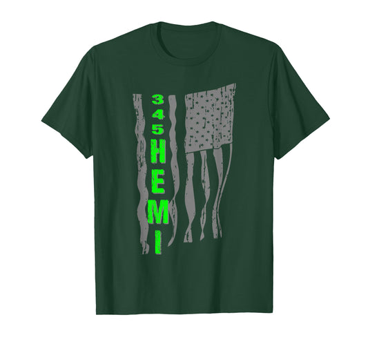 345 Hemi Patriotic Gray Flag Design T-Shirt