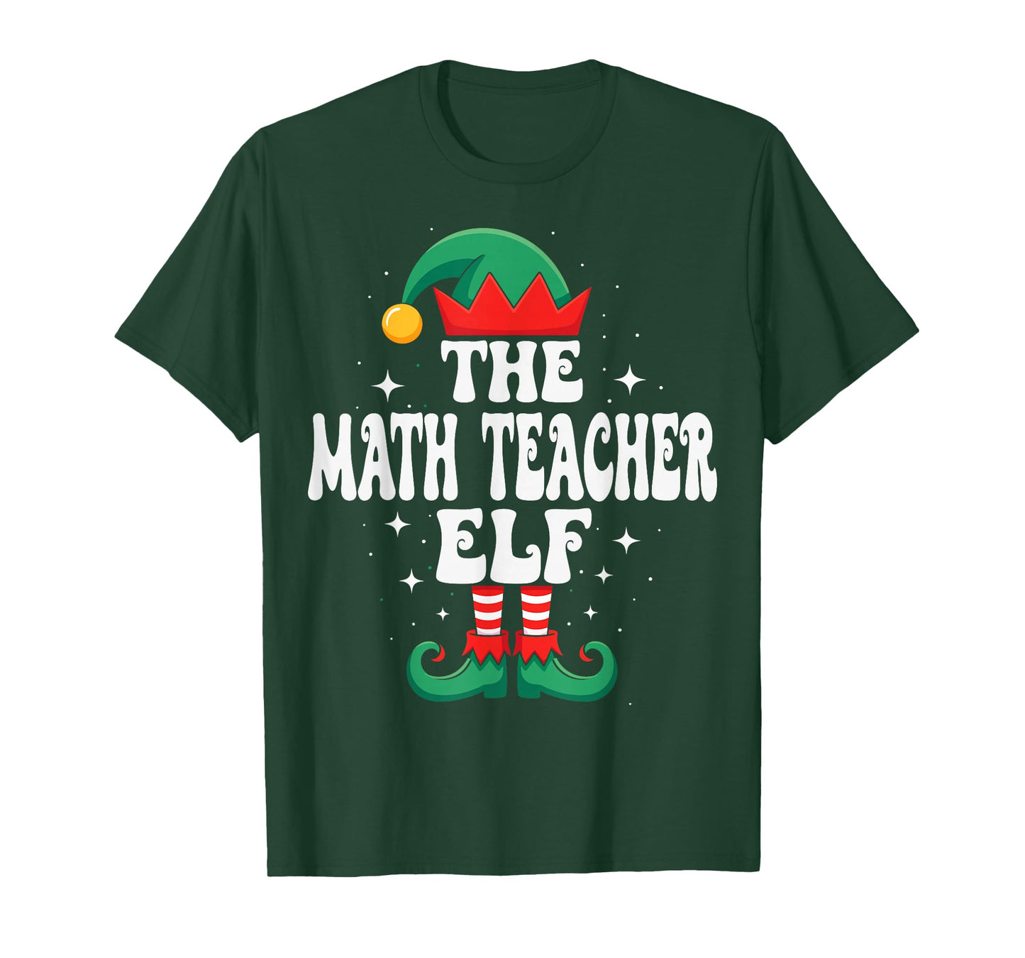 The Math Teacher Elf Funny Christmas Matching Family T-Shirt