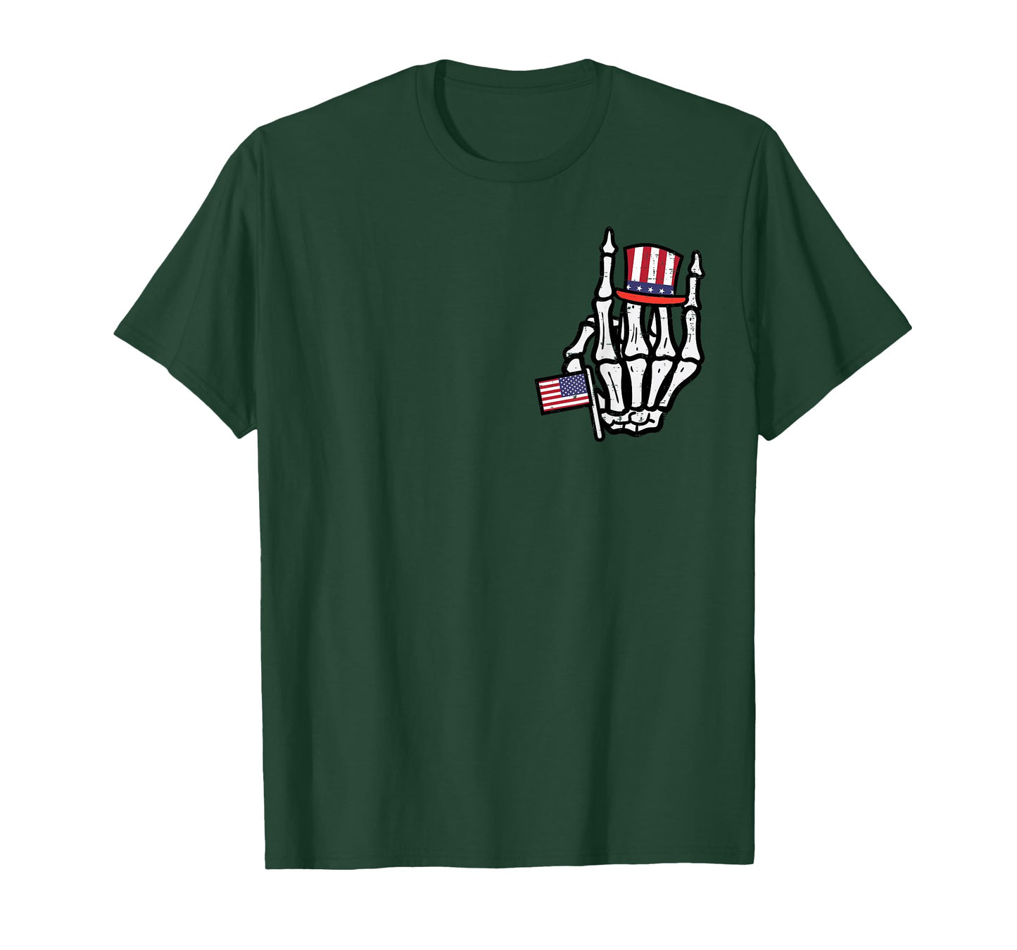 4th July Rock Hand Skeleton Pocket Patriotic Boys Kids Men T-Shirt