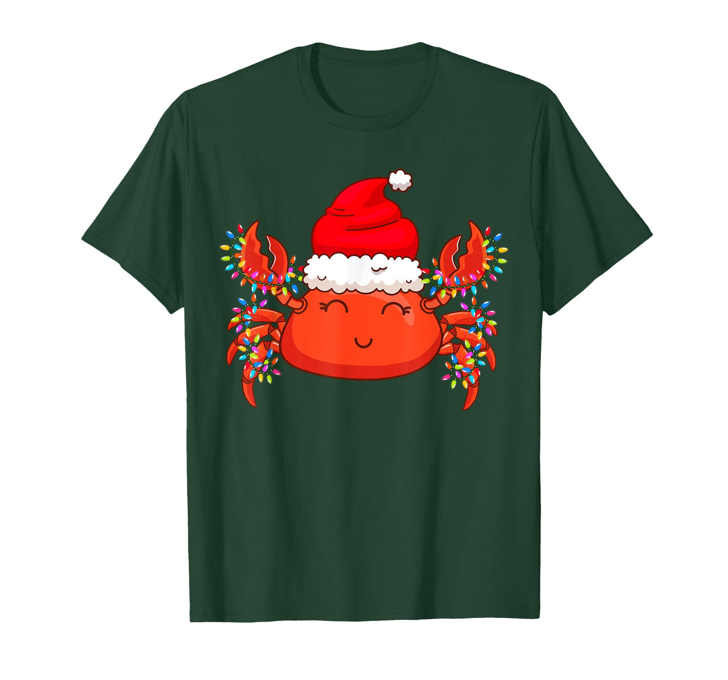 Christmas Lights Crab Wearing Xmas Hat - Cute Crab Lover T-Shirt