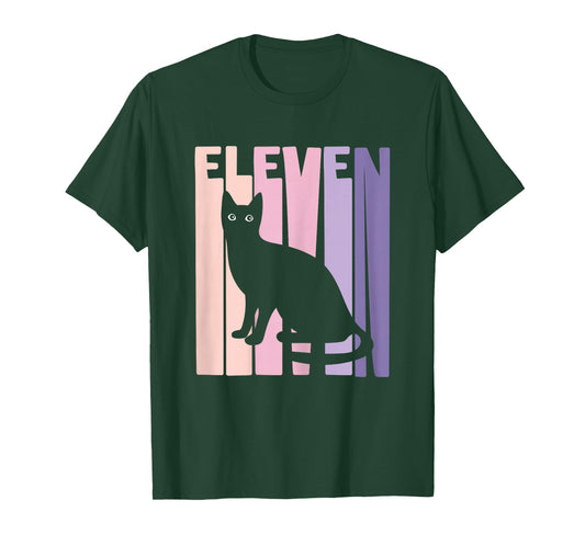 11th Birthday Gift Cute Cat Fan 11 Years old for Girls T-Shirt