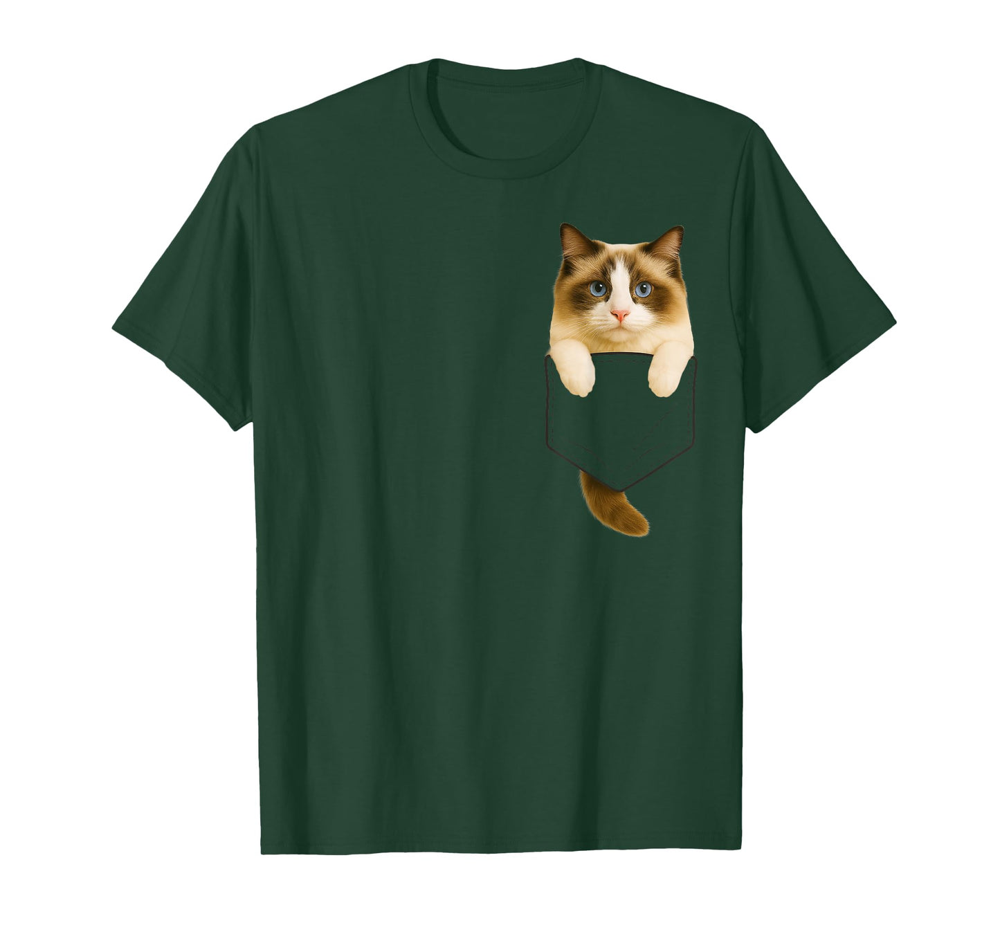 Ragdoll Cat Pocket Funny Gifts Cat Mom Cat Dad Cat Lover T-Shirt