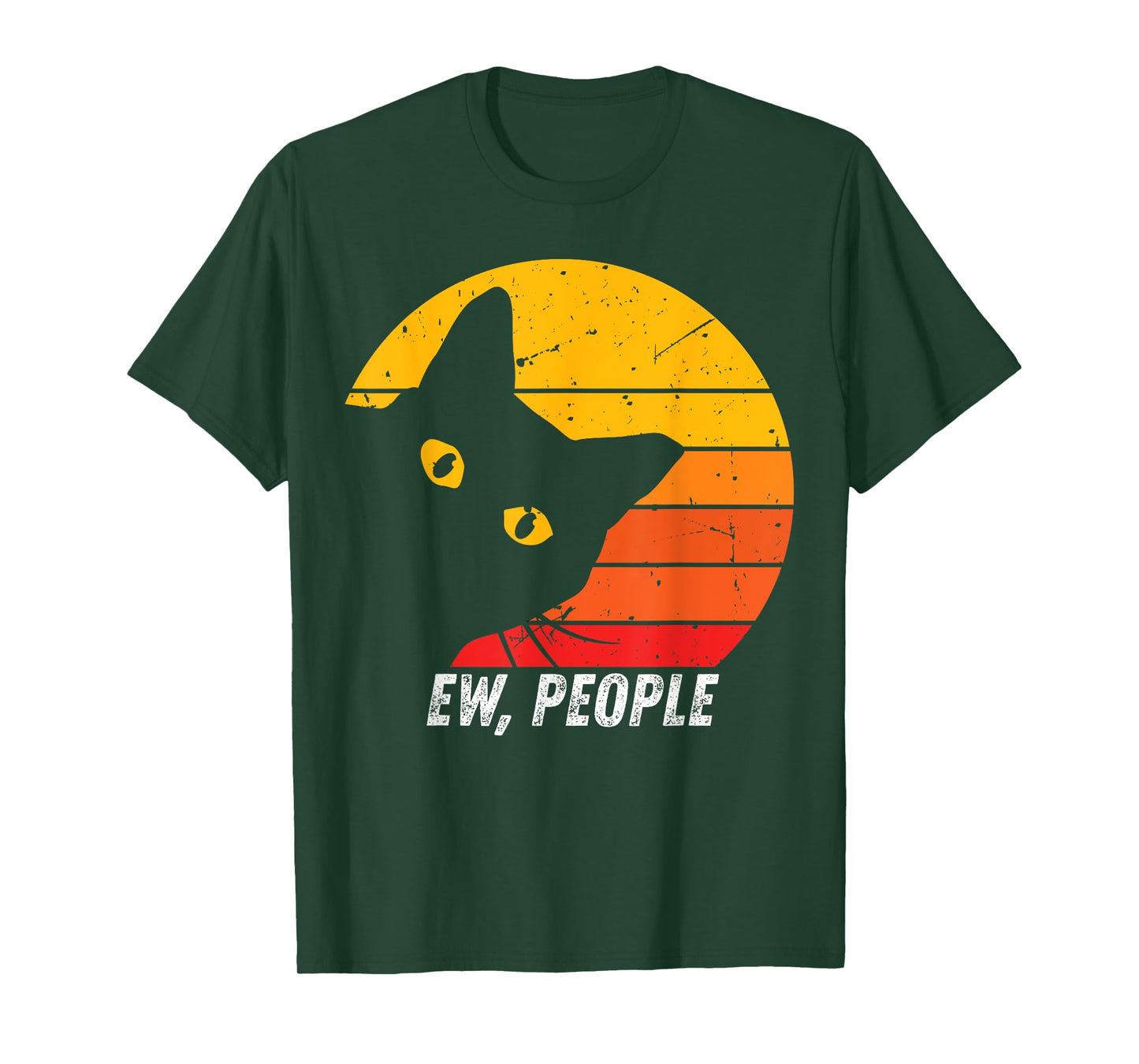 Ew People Retro Cat Funny Introvert Vintage Gifts Cat Lovers T-Shirt