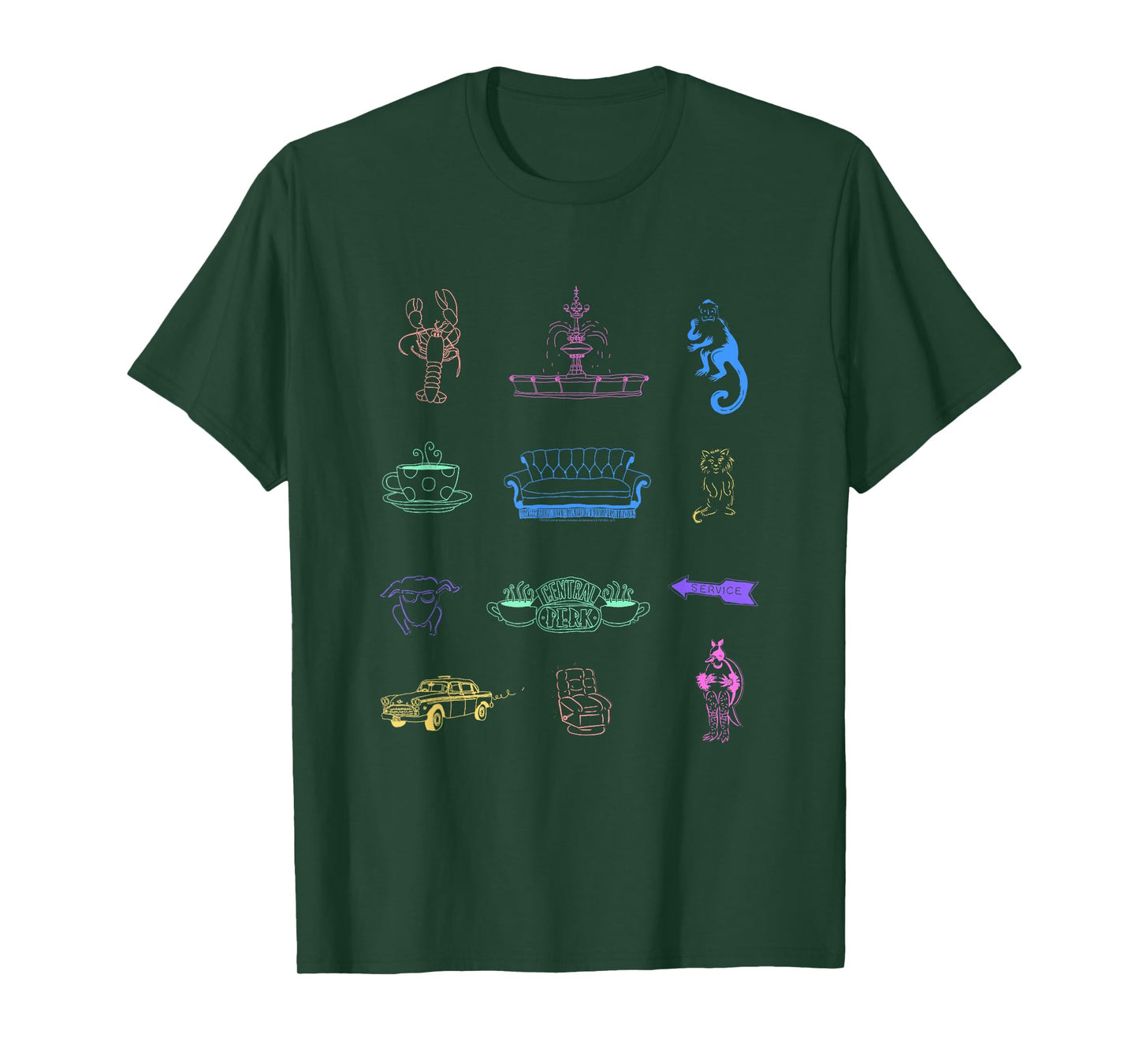 Friends Colorful Icons Outlines TV Show T-Shirt