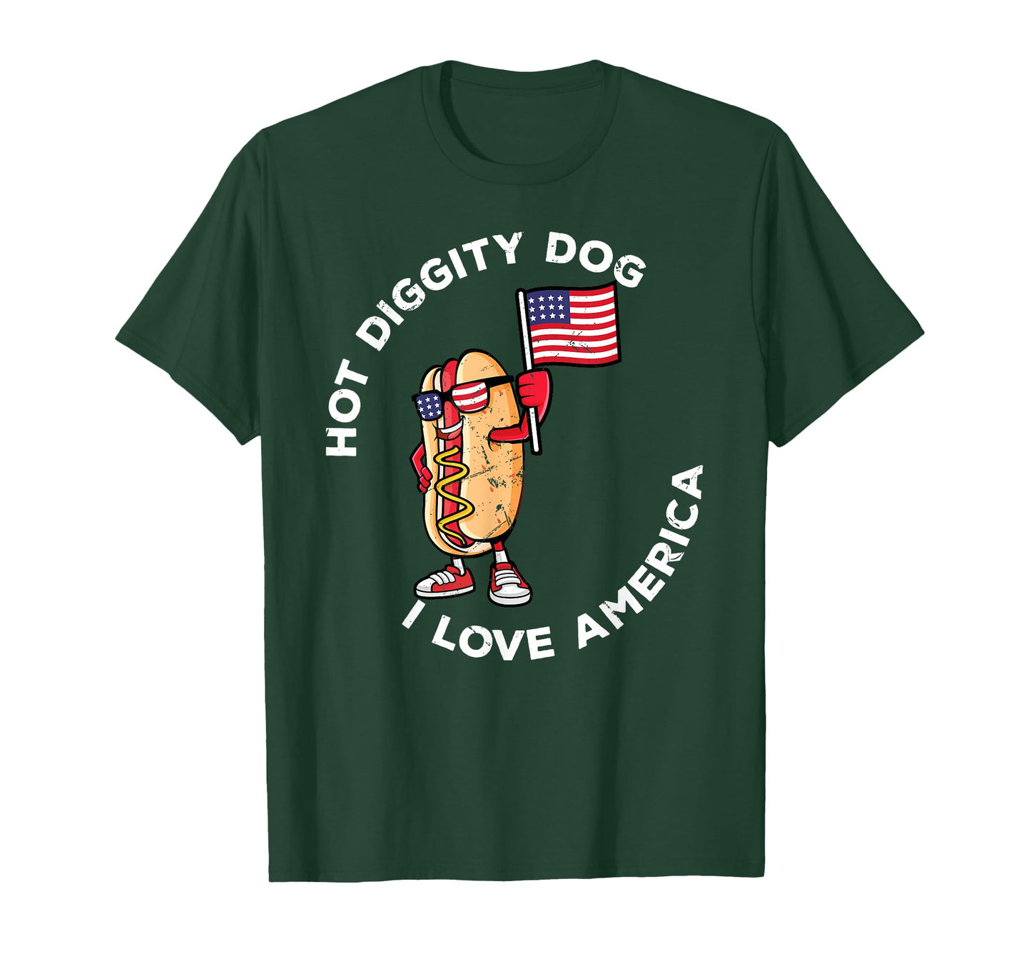 Hot Diggity Dog July 4th America Patriotic Picnic USA Funny T-Shirt