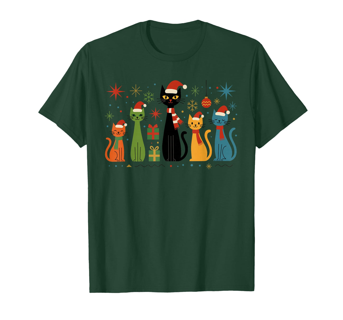 Retro Mid-Century Modern Cat Christmas Cats 50s 60s Style T-Shirt