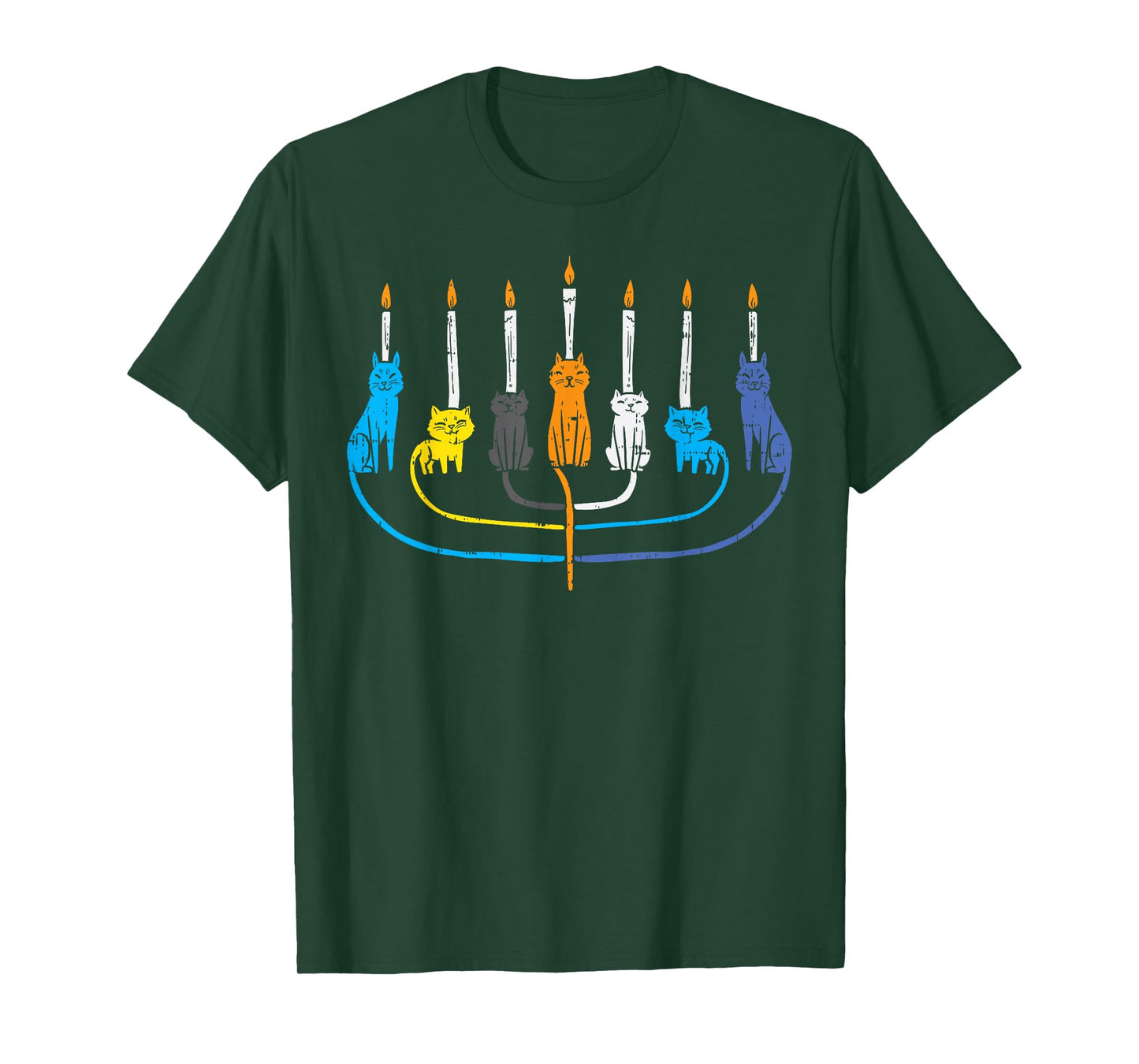 Cat Menorah Cute Jewish Kitten Hanukkah Chanukah PJs Women T-Shirt