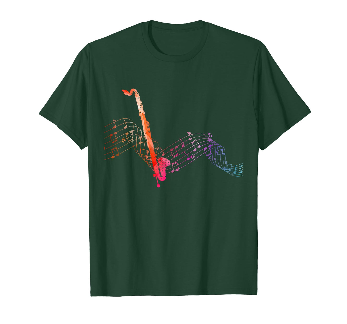 Colorful Bass Clarinet on Music Sheet Contrabass Clarinetist T-Shirt
