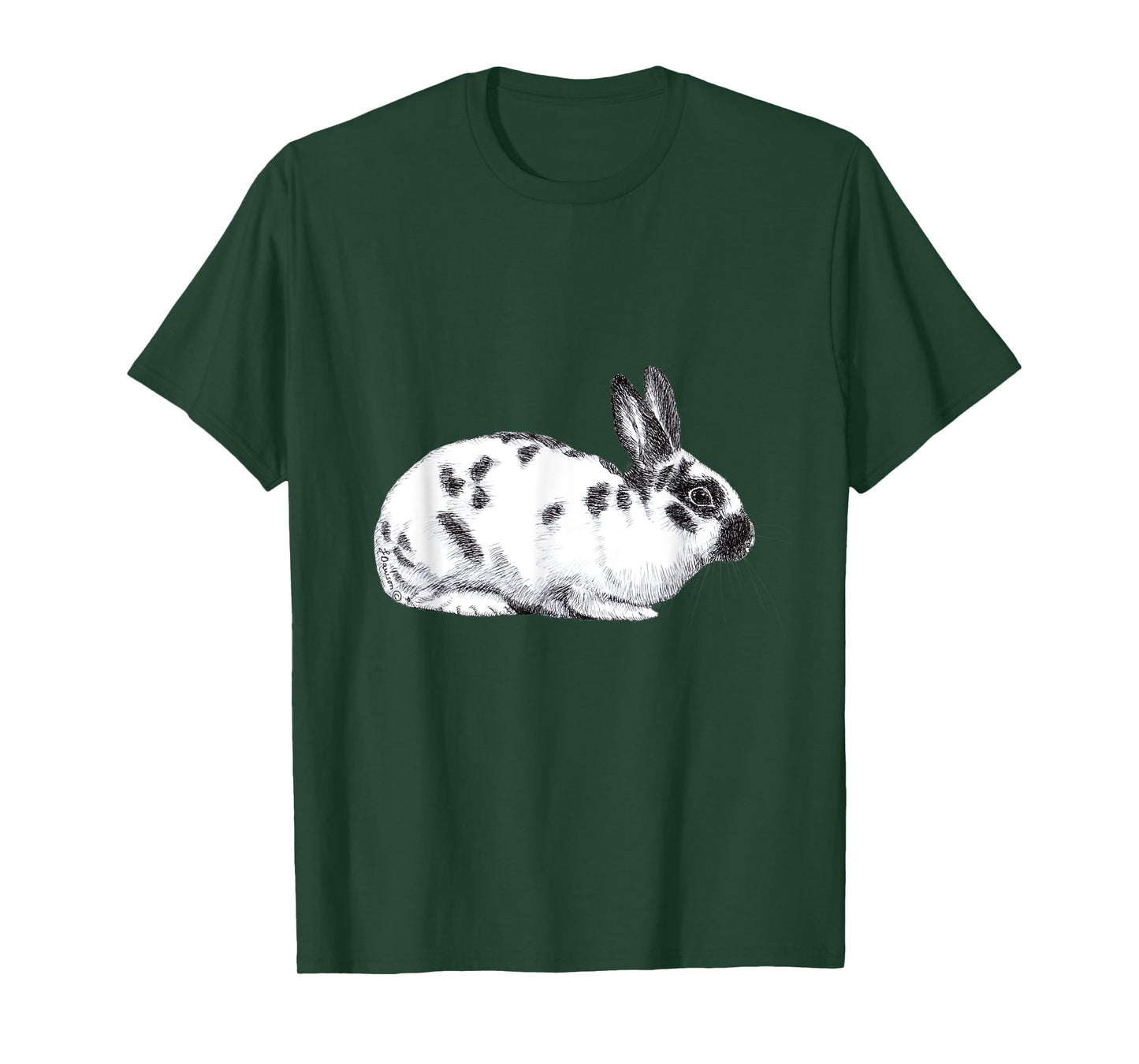 Cute English Spotted Bunny Rabbit Drawing T-Shirt