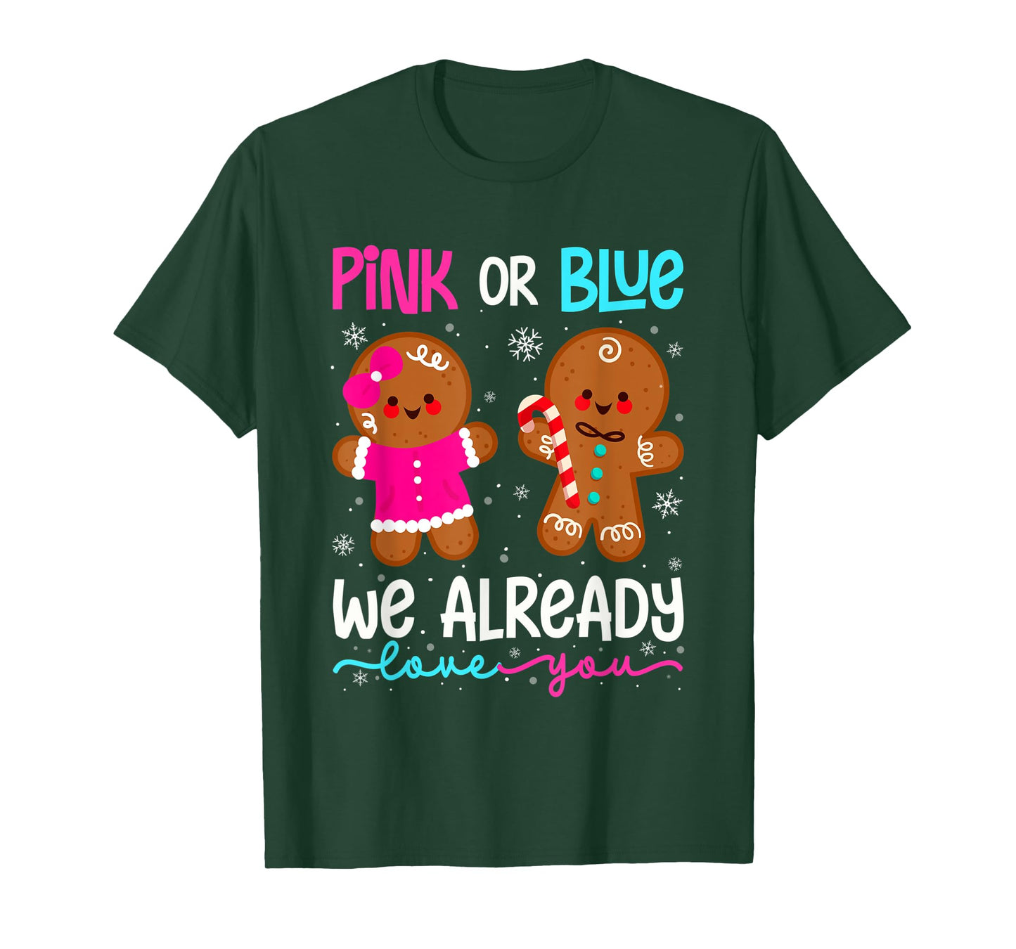 Cute Gingerbread Gender Reveal Funny Pink Or Blue Love You T-Shirt