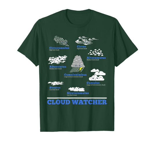 Cloud Watcher Cloud Types Science Student Teacher Cute Faces T-Shirt