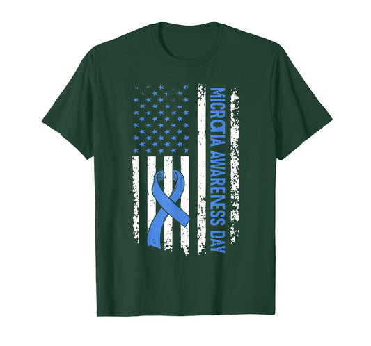 Microtia Awareness Day American Flag Bleu Ribbon T-Shirt