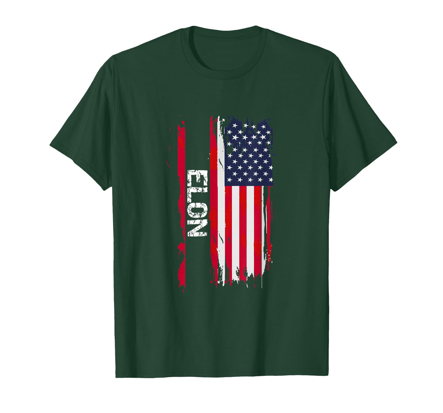 Elon USA Flag T-Shirt - Unisex-Adults - Black - Short Sleeve - Small