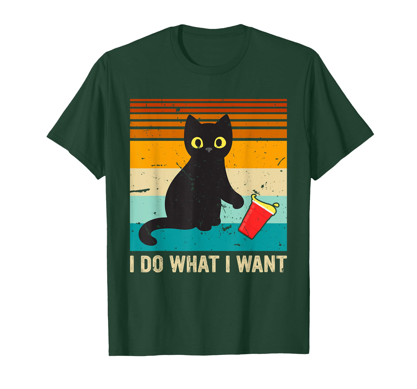 Do What I Want Vintage Black Cat Red Cup Funny My Cat T-Shirt for Men Women Kids
