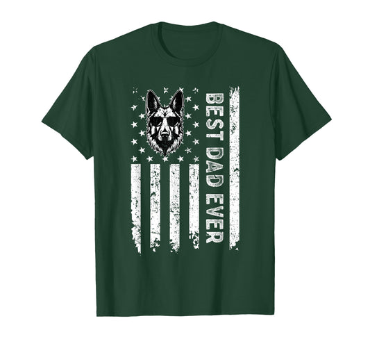 Best German Shepherd Dog Dad Ever Fathers Day USA Flag T-Shirt