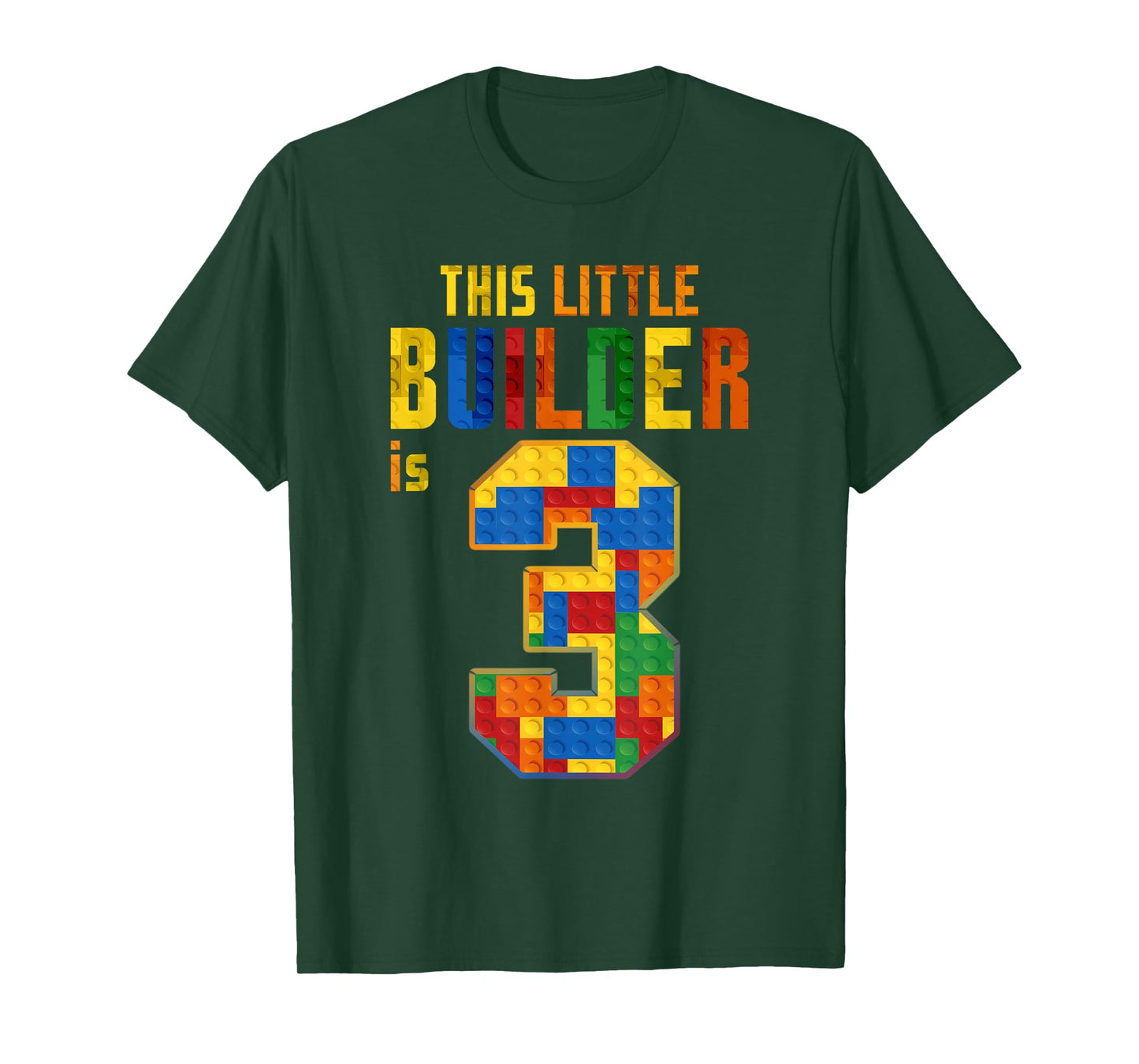 This Little Builder Is 3 Building Blocks 3rd Birthday Kids T-Shirt