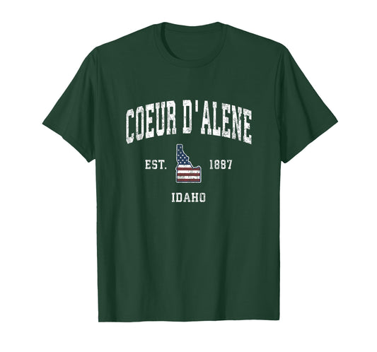 Coeur d'Alene Idaho ID Vintage American Flag Sports Design T-Shirt