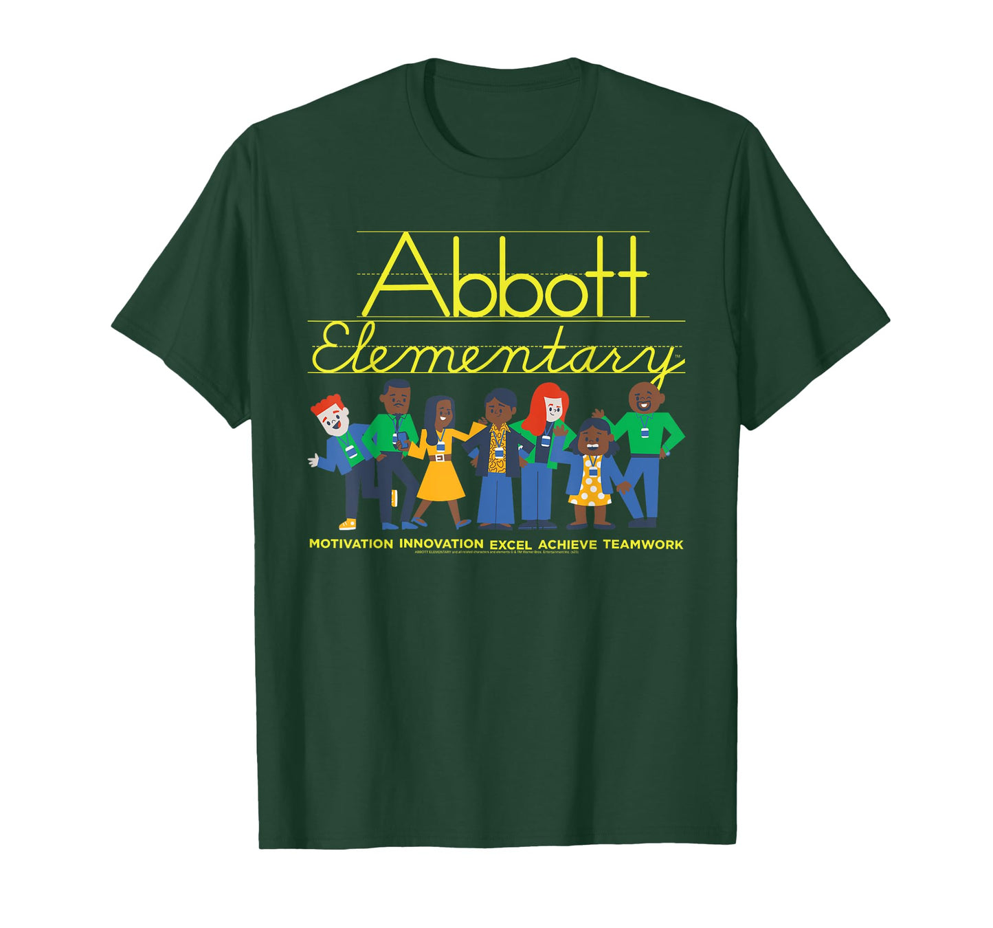 Abbott Elementary Cartoon Staff with Logo Funny TV Show T-Shirt