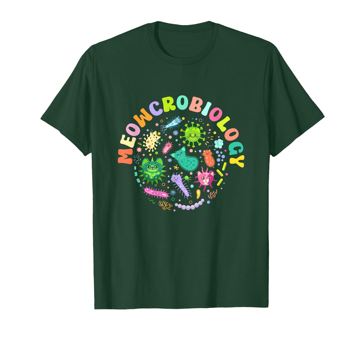 Meowcrobiology Funny Cats Microbiology Science Teacher T-Shirt