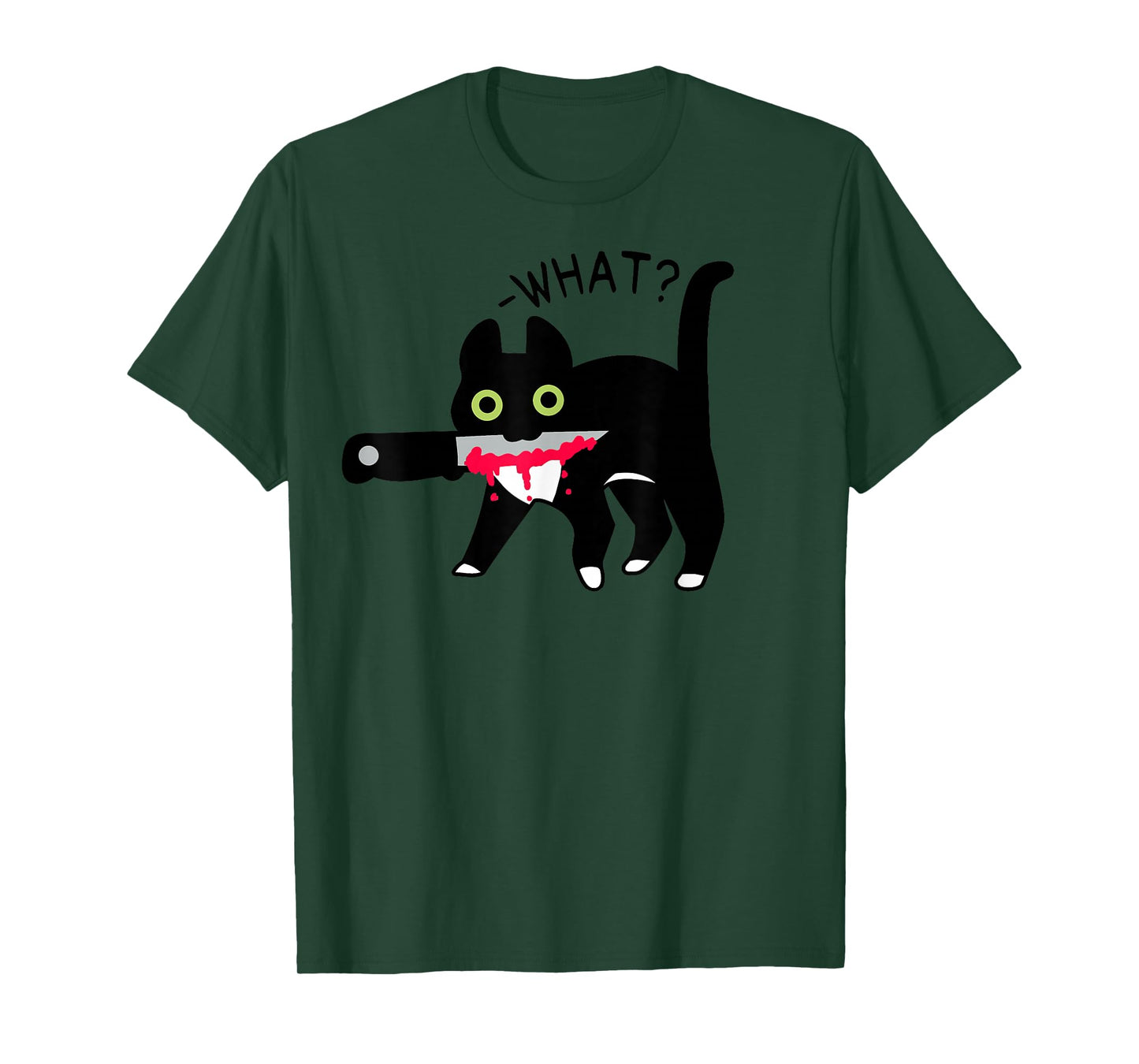 Cat What? Murderous Tuxedo Cat with Knife Halloween Costume T-Shirt