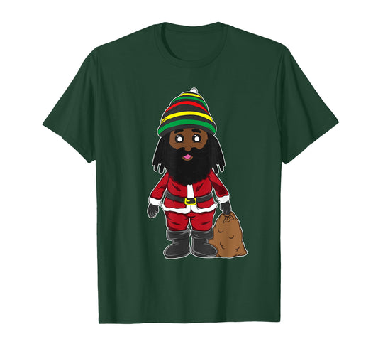 Christmas Jamaican Santa Claus Reggae Flag Colors Party Gift T-Shirt