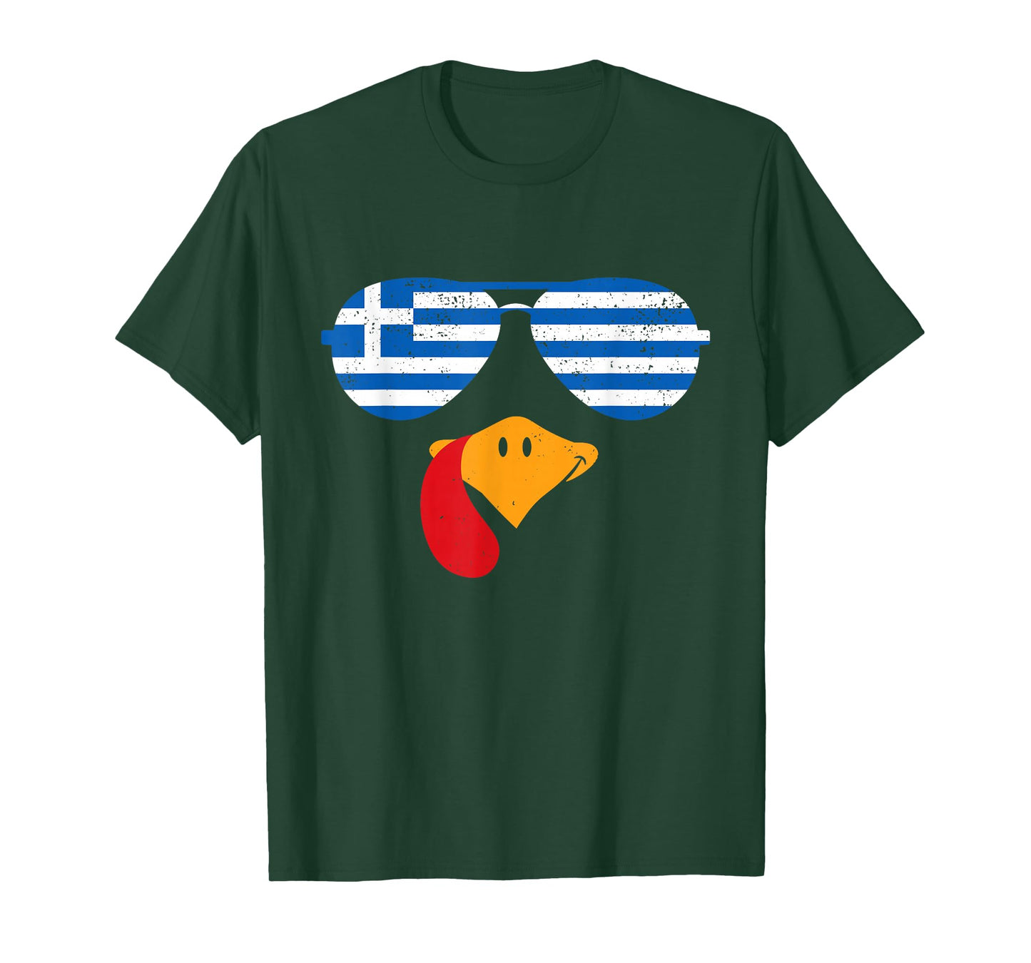 Greek Turkey Funny Thanksgiving Retro Greek Flag Greek Kids T-Shirt