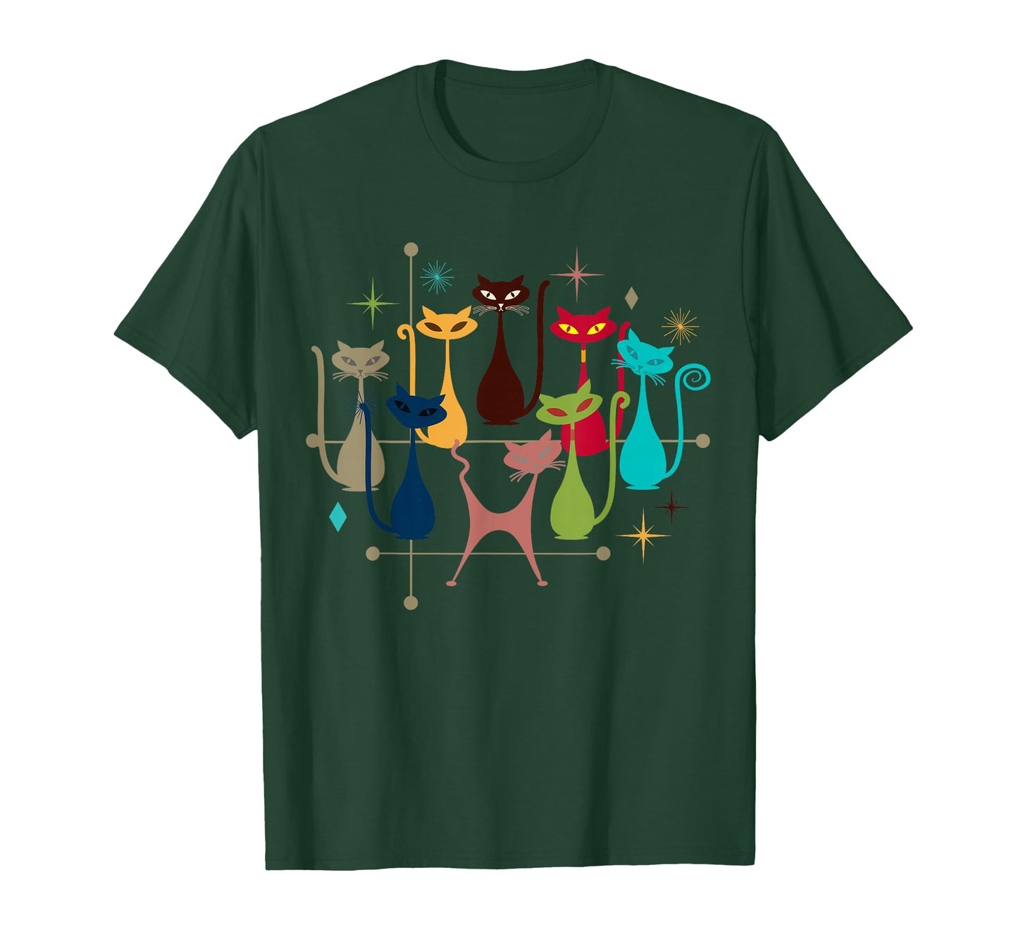 Retro Vintage Modern Look Cats 50s 60s Style Mid-Century T-Shirt