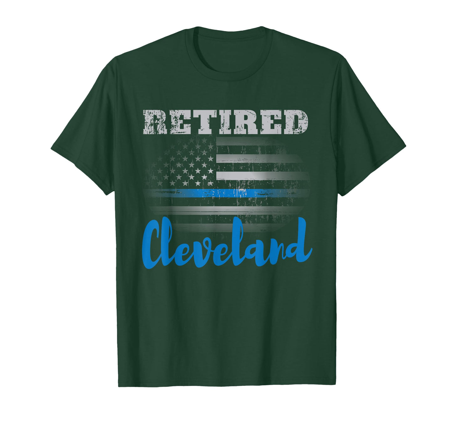Retired Police Officer Cleveland American Flag Design T-Shirt