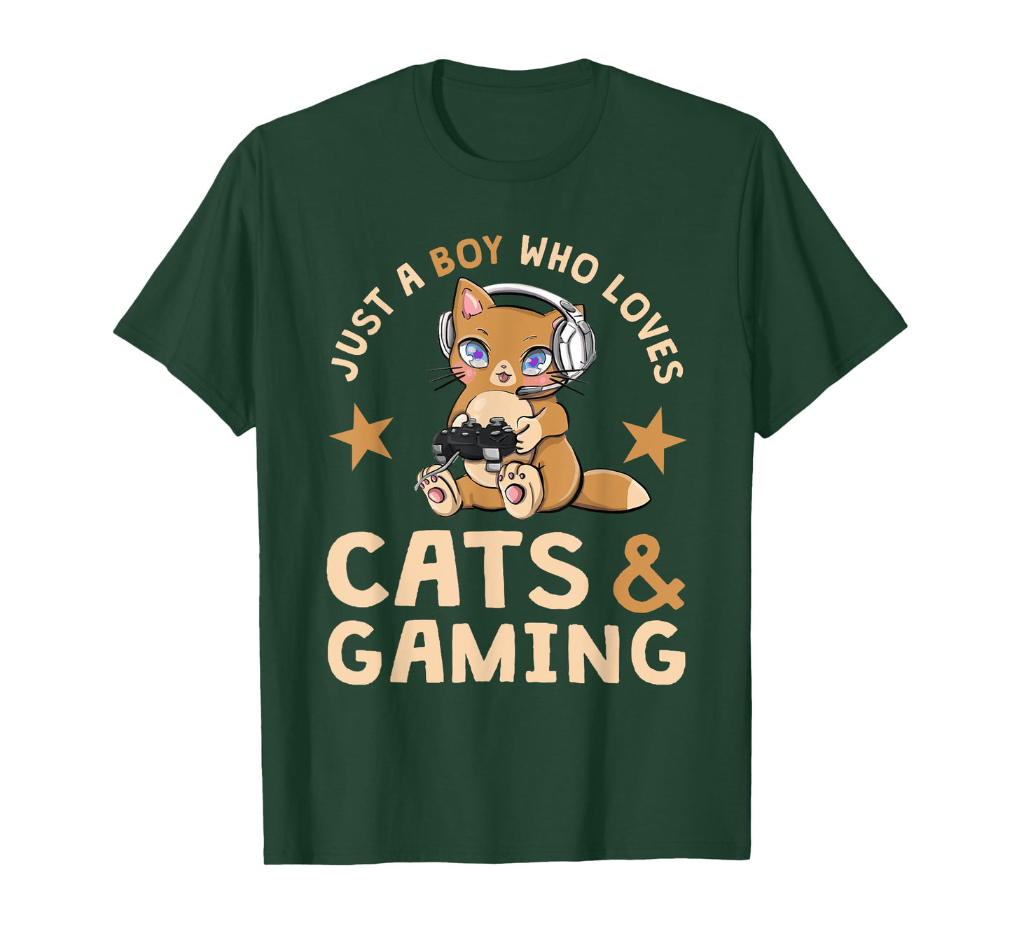 Just A Boy Who Loves Cats and Gaming Cute Gamer Cat T-Shirt