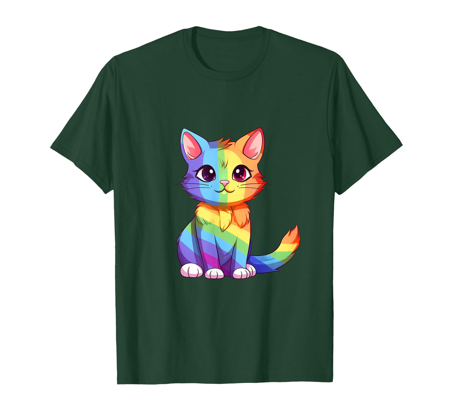 Cat - Rainbow Color - LGBTQ Ally Pride Rainbow Equality T-Shirt