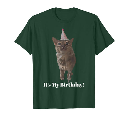Cute Birthday Cat It's My Birthday Silly Cat Meme Cat Lover T-Shirt