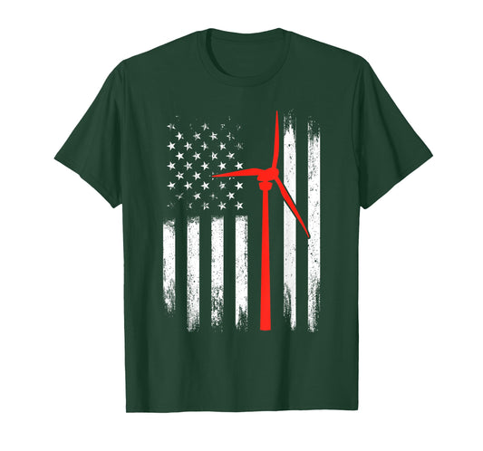 Wind Turbine Technician Shirt American Flag Tshirt Gifts T-Shirt