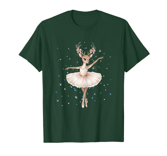 Cute Reindeer Dancer Christmas Ballerina Xmas Design T-Shirt