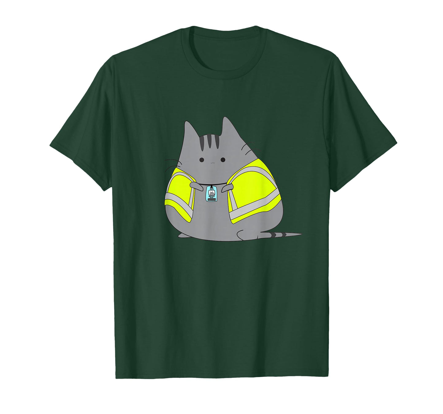 Chubby Kitten Wearing Safety Vest Funny T-Shirt