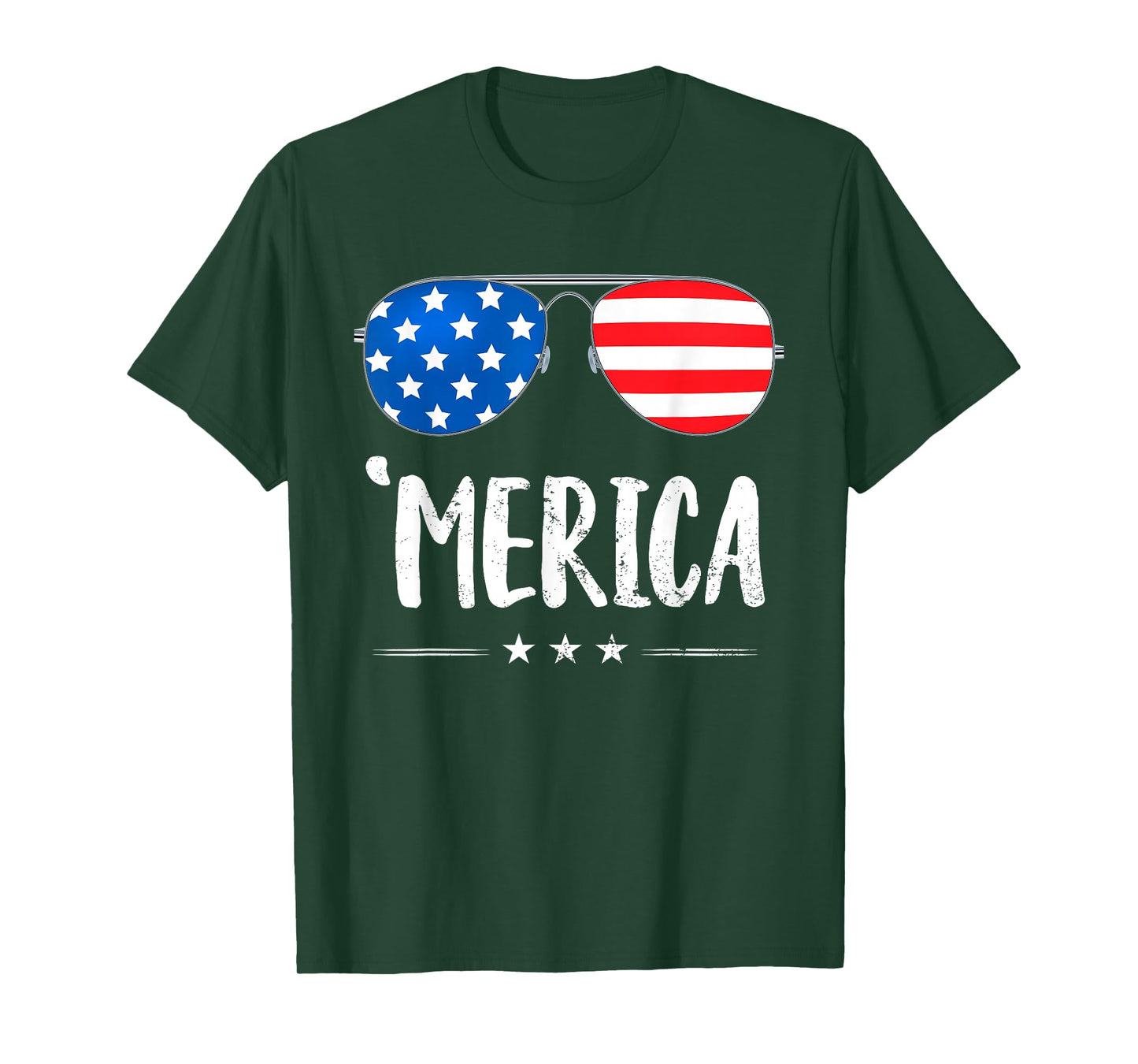 Merica Sunglasses 4th of July Boys Girls USA Flag Patriotic T-Shirt