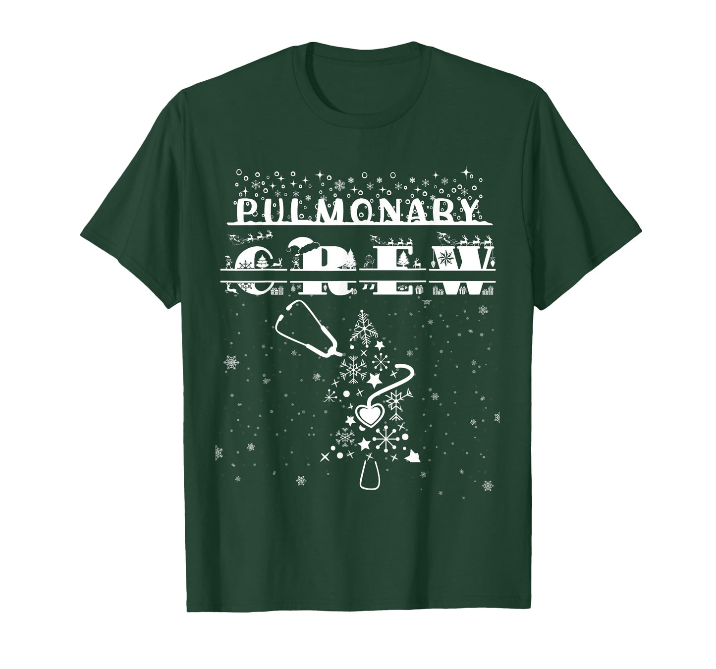 Christmas Pulmonary Nurse Shirt Lung Crew Stethoscope Tree T-Shirt
