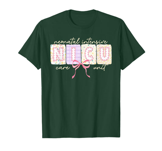 Cute Coquette Bow Spring NICU Nurse T-Shirt