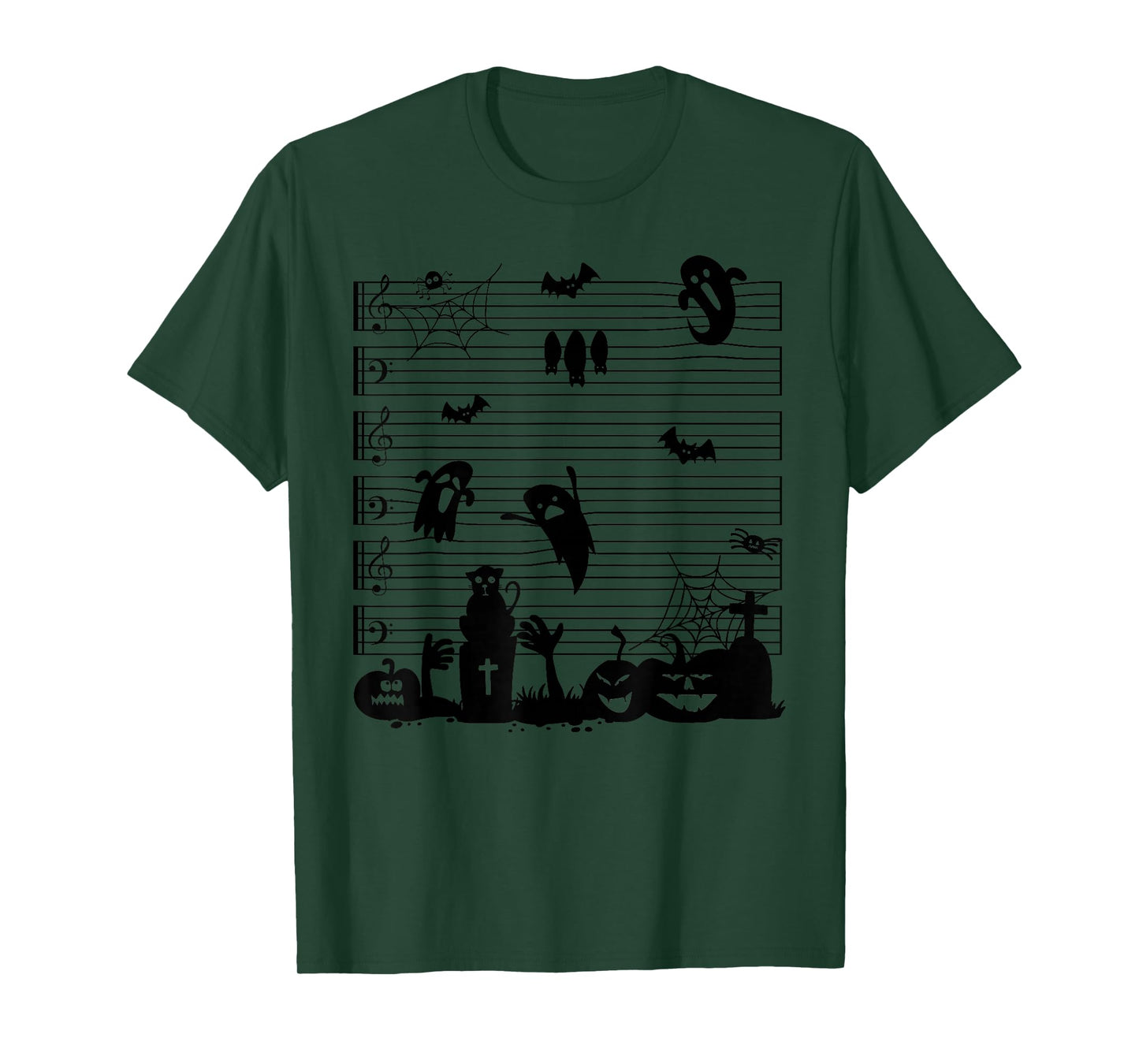 Halloween Music Note Clefs Spooky Ghost For Music Teacher T-Shirt