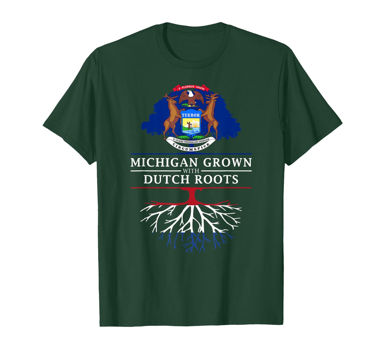 Grown in Michigan with Dutch Roots - Netherlands Flag T-Shirt