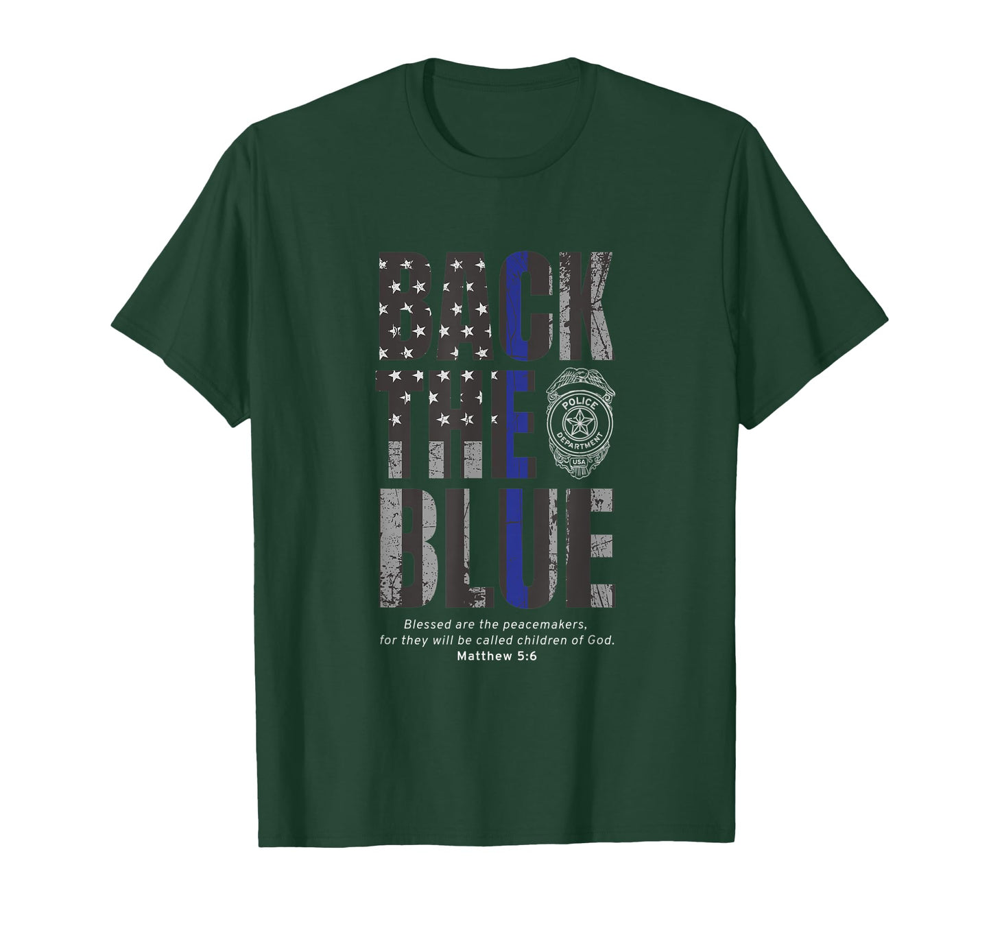 Back the Blue Thin Blue Line Flag Patriotic Police T-Shirt