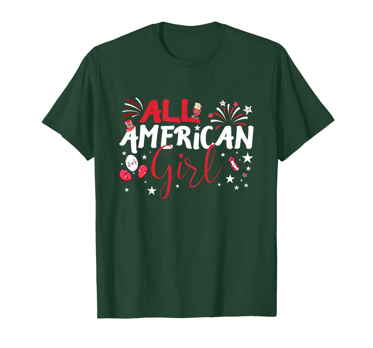 All American Girl for Independence Day | Girls Patriotic T-Shirt